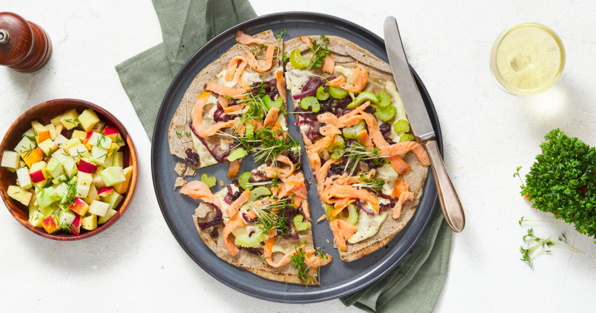 Flatbreads met gerookte zalm Recepten uit onze maaltijdboxen Crisp Weekbox